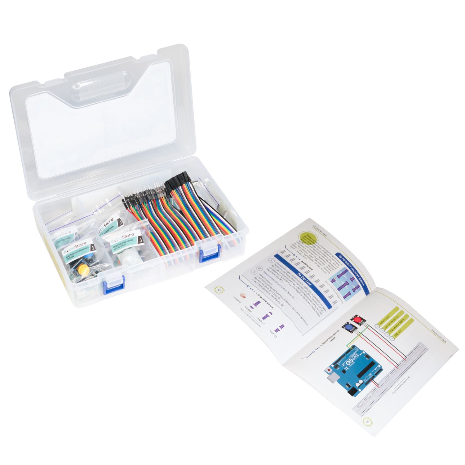 Навчальний набір електроніки "Student" Arduino Starter Kit на базі Uno R3 (7 проектів) у кейсі