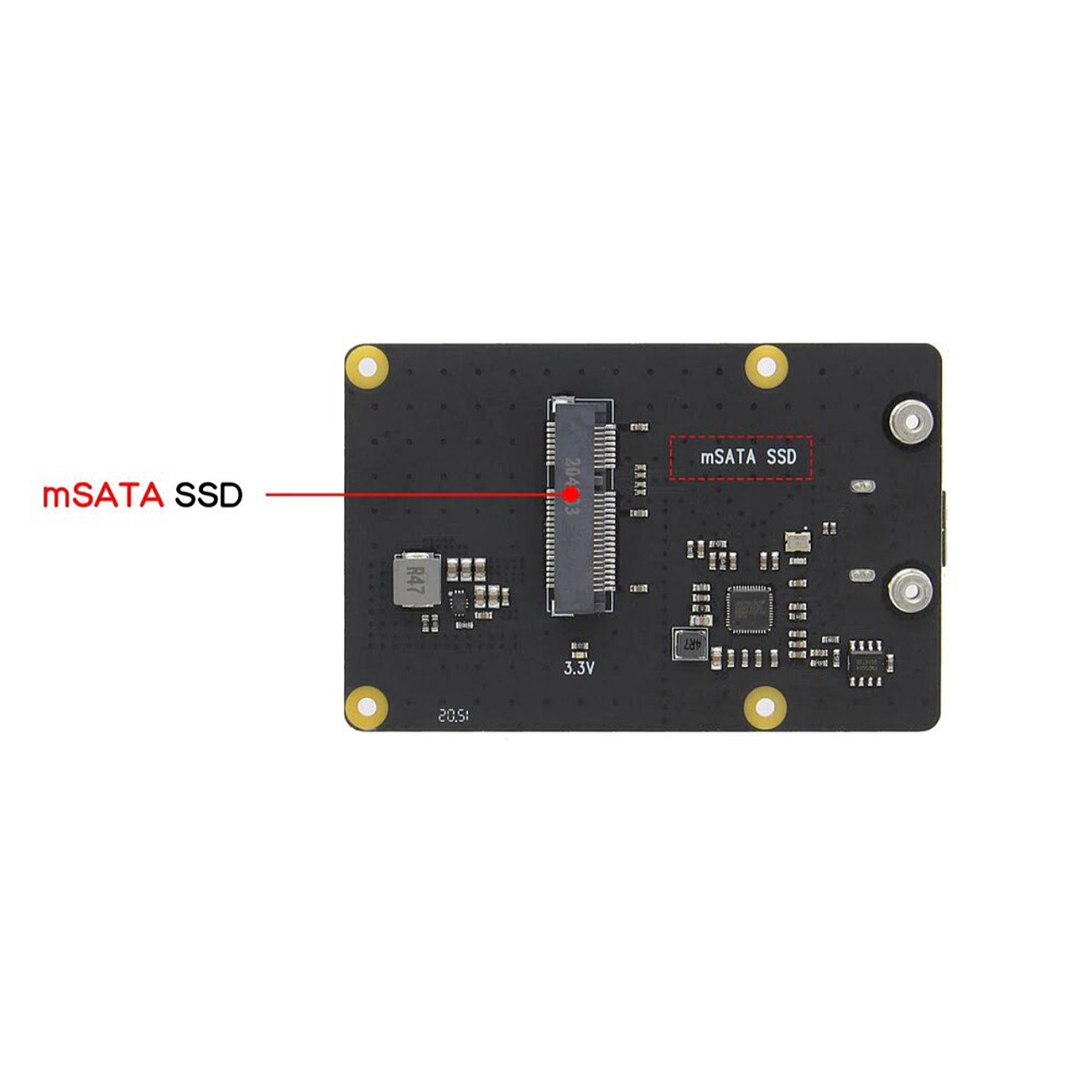 Плата расширения (шилд) для SSD-накопителя Raspberry Pi 4 Model B mSATA X857 V2.0