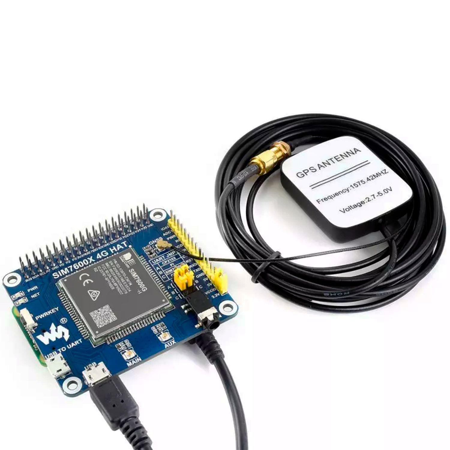 Модуль зв'язку 4G / 3G / 2G / і позиціонування GSM / GPRS / GNSS SIM7600G-H 4G HAT для Raspberry Pi