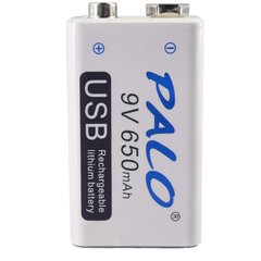 Литиевая батарейка (крона) PALO micro USB 9V 650mAh