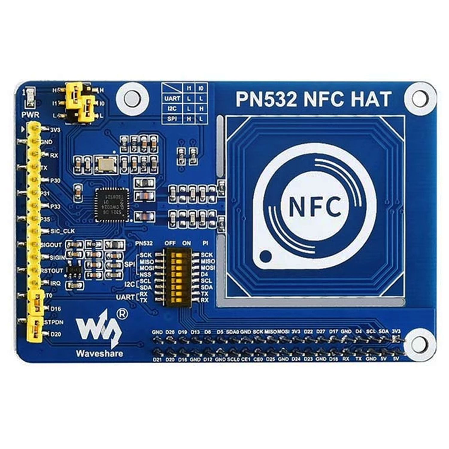 Плата Waveshare PN532 NFC для Raspberry Pi I2C, SPI и UART
