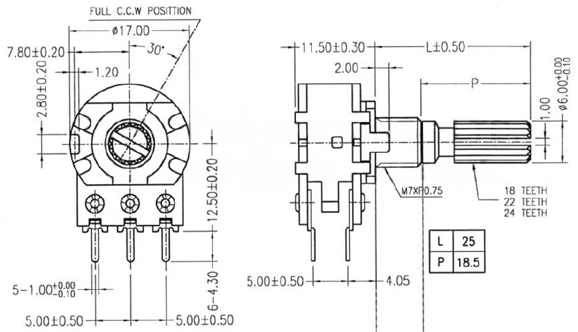Схема переменный резистор потенциометр 10кОм