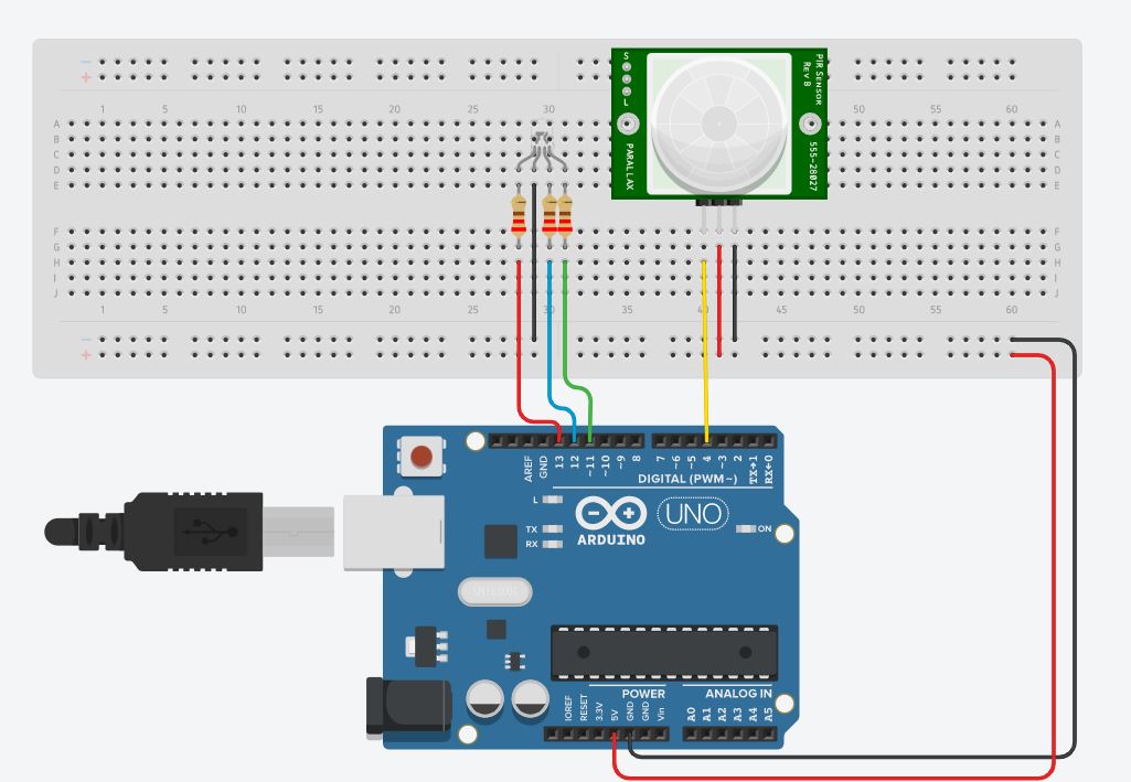 Схема підключення інфрачервоного датчика руху HC-SR501 до плати Arduino: