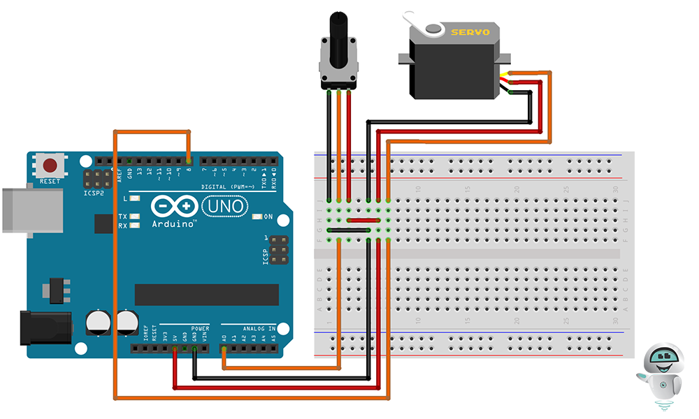 Схема підключення сервопривіду TD-8130MG 180° до плати Arduino