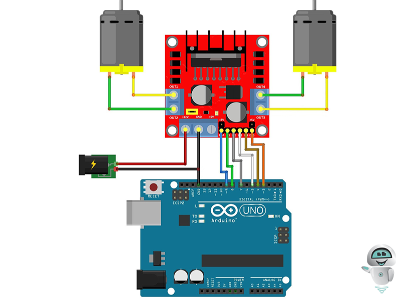 Схема подключения мотора с пластиковым редуктором к плате Arduino