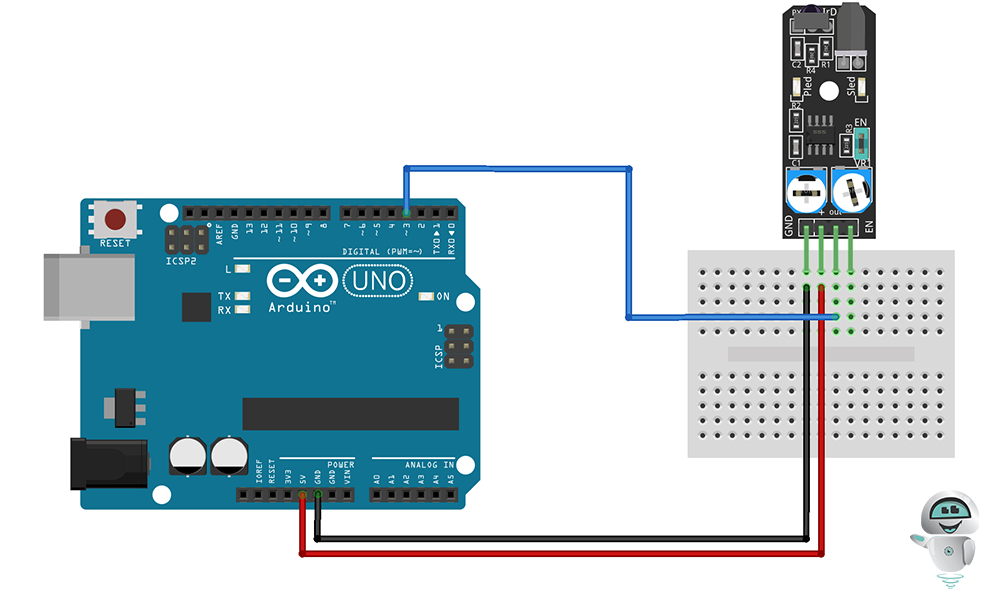 Схема подключения инфракрасного датчика препятствий KY-032 к Arduino