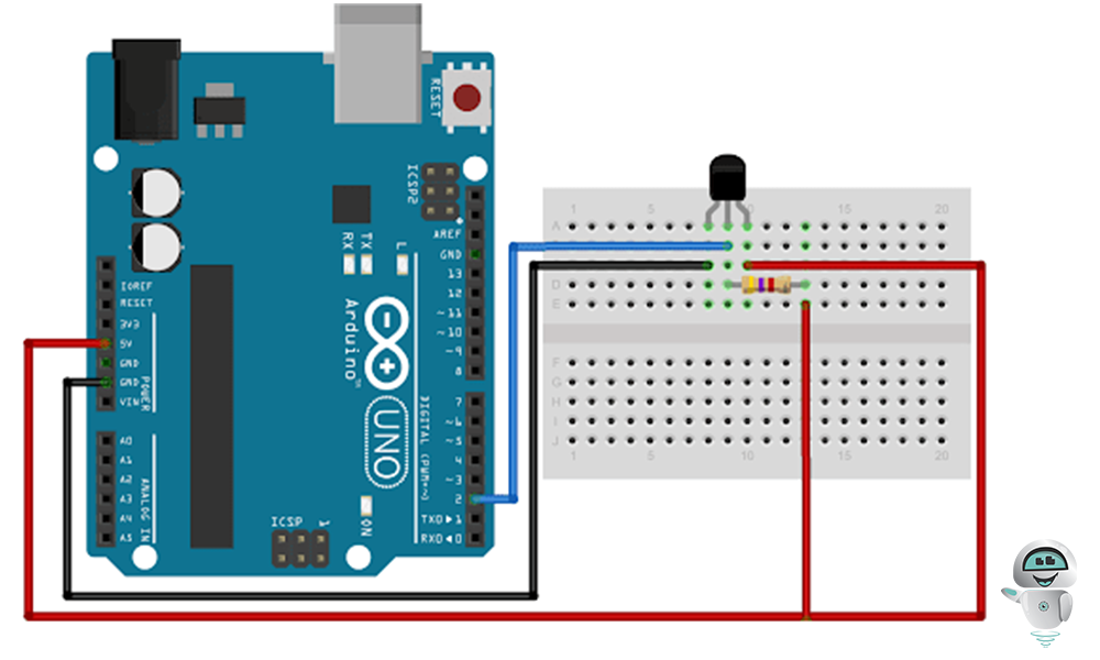 Схема подключения датчика температуры цифрового DS18B20 к Arduino