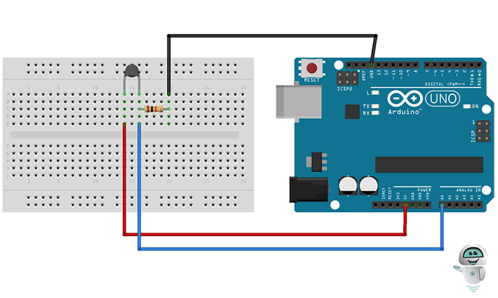 Схема подключения термистора 10 КОм к Arduino