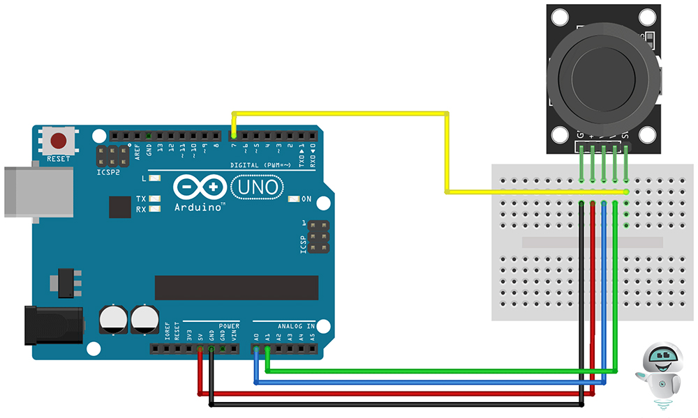 Схема підключення модуля джойстика управління до плати Arduino
