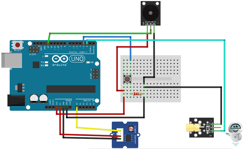 Схема підключення модуля лазера KY-008 до плати Arduino