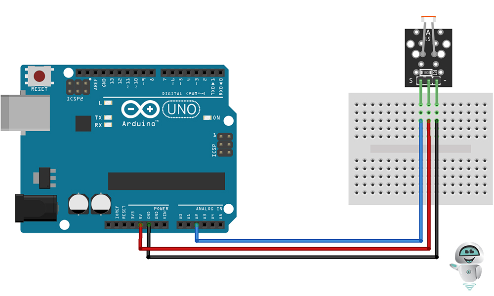Схема подключения модуля с фоторезистором KY-018 к плате Arduino
