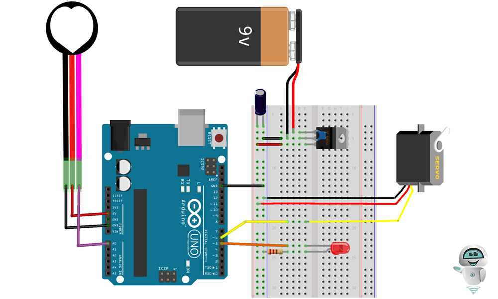 Схема підключення датчика серцебиття до Arduino