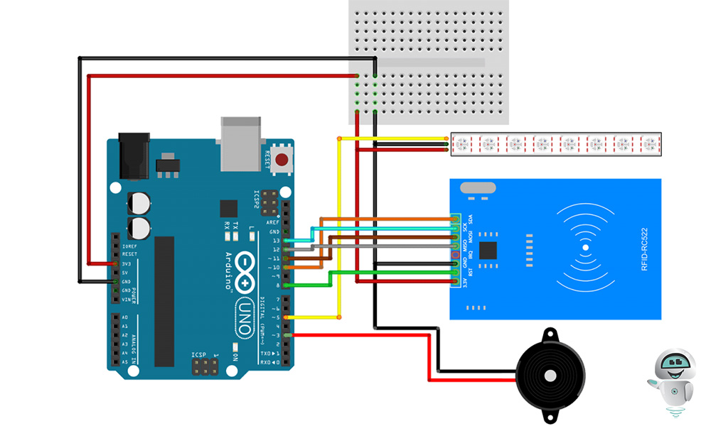 Схема підключення RFID модуля з карткою доступу для Arduino RC522