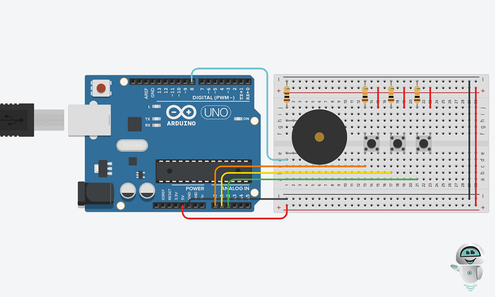 Схема подключения тактовой кнопки к плате Arduino